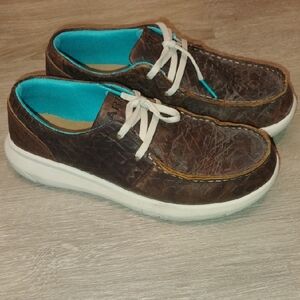 Ariat Hilo Brown Leather Loafers with White Soles Women's Size 6.5